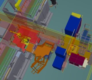 搬送ライン全体の装置、足場、カバーを施工させていただきました。 搬送ライン
