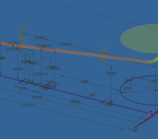 総長30m超えの天井搬送シュートです。
天井の配管を縫うように配置設計するのに苦労した覚えがあります。