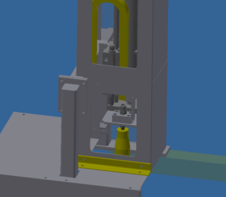 機械の再度スペースに設置した、エアブロー機です。油切りの機能を持ちます。