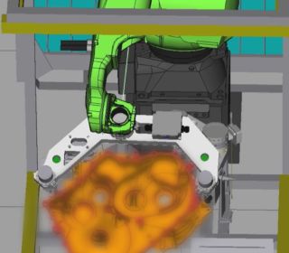 50kg可搬協働ロボットシステムを使用した、重量物の6面検査システム。