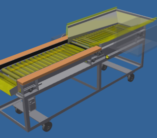 みかんの選果機を製作しました。上段と下段で異なるスピードでみかんを回します。回転により、キズなどの発見をします。