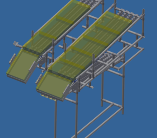 パイプラック構造のシューター先端に、カウンタック開きのホッパーを取り付けました。
